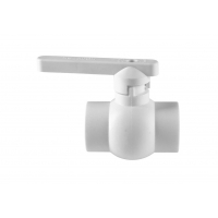 Кран шаровой полнопроходной 40 мм прямой Политэк PPR белый, для полипропиленовых труб