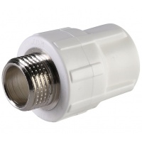 Муфта 20 мм х 1/2"нр с резьбой Политэк PPRC белый для полипропиленовых труб