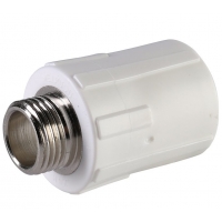 Муфта 25 мм х 1/2"нр с резьбой Политэк PPRC белый для полипропиленовых труб