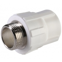 Муфта 25 мм х 3/4"нр с резьбой Политэк PPRC белый для полипропиленовых труб