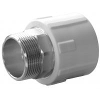 Муфта 32 мм х 1"нр с резьбой под ключ Политэк PPRC белый для полипропиленовых труб