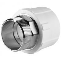 Муфта 63 мм х 2"нр с резьбой под ключ Политэк PPRC белый для полипропиленовых труб