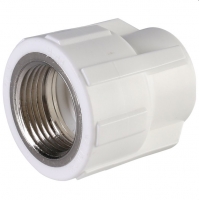 Муфта 20 мм х 3/4"вр с резьбой Политэк PPRC белый , для полипропиленовых труб