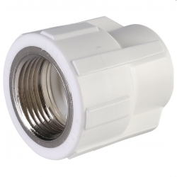 Муфта 20 мм х 3/4"вр с резьбой Политэк PPRC белый , для полипропиленовых труб