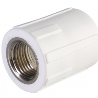 Муфта 25 мм х 1/2"вр с резьбой Политэк PPRC белый для полипропиленовых труб