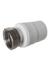 Муфта 32 мм х 1"вр накидная гайка Политэк PP-R белый с резьбой, для полипропиленовых труб