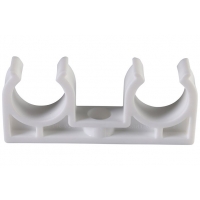 Опора 20 мм двойная Политэк PPRC белая, для полипропиленовых труб