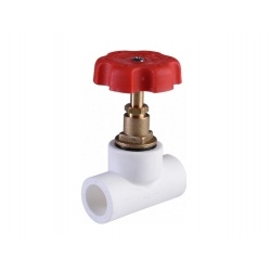 Вентиль 20 мм Политэк PPR белый, прямоточный, для полипропиленовых труб