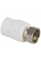 Муфта 25 мм х 3/4" накидная гайка СТК PPR белый с резьбой, для полипропиленовых труб