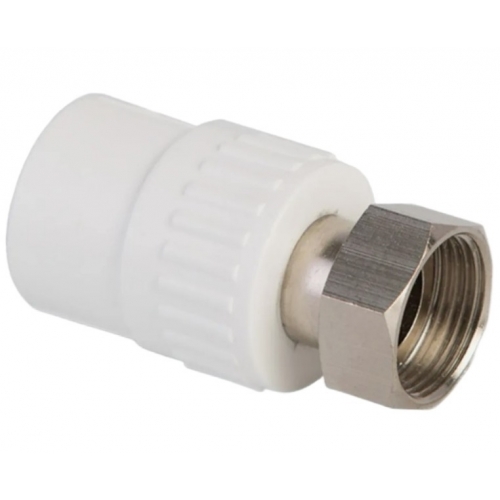 Муфта 25 мм х 3/4" накидная гайка СТК PPR белый с резьбой, для полипропиленовых труб купить в интернет магазине Санрай73