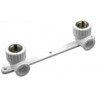 Угольник двойной на пластине 20 мм х 1/2"вр СТК PPRC белый, для полипропиленовых труб