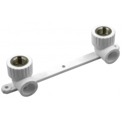 Угольник двойной на пластине 20 мм х 1/2"вр СТК PPRC белый, для полипропиленовых труб