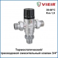Термостатический смесительный клапан Vieir 3/4"нр, 35-60C, 1.9м3/ч  для ГВС
