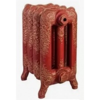 Радиатор чугунный Радимакс Bristol 300 4 секции, красный рубин матовый + узор золото