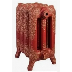 Радиатор чугунный Радимакс Bristol 300 4 секции, красный рубин матовый + узор золото
