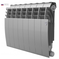 Радиатор биметаллический RT BiLiner Silver Satin 350/87 8 секций, боковое подключение, серебристый
