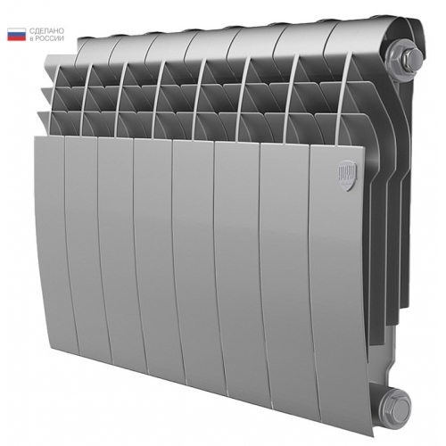 Радиатор биметаллический RT BiLiner Silver Satin 350/87 8 секций, боковое подключение, серебристый купить в интернет магазине Санрай73