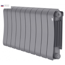 Радиатор биметаллический RT Infinity Silver Satin 300/90 10 секций, боковое подключение, серебристый