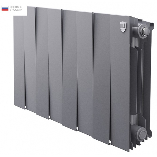 Радиатор биметаллический RT PianoForte Silver Satin 300/100 8 секций, боковое подключение, серебристый купить в интернет магазине Санрай73
