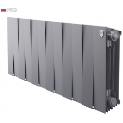 Радиатор биметаллический RT PianoForte Silver Satin 300/100 12 секций, боковое подключение, серебрис