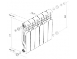Радиатор биметаллический RT Revolution 350/80 6 секций, боковое подключение, белый