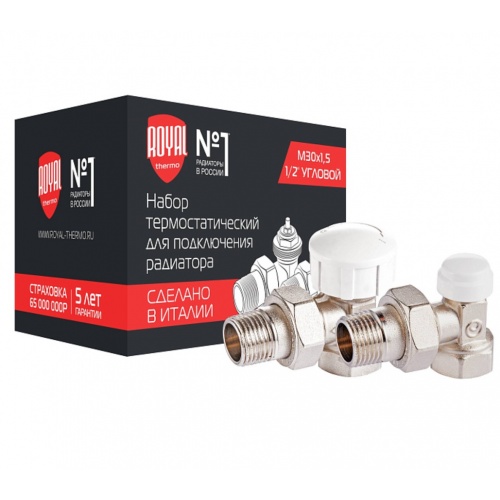 Набор термостатический для радиатора угловой Royal Thermo 1/2" М30х1,5 никель купить в интернет магазине Санрай73