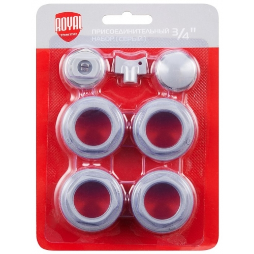 Набор радиаторный универсальный 3/4" Royal Thermo 7 элементов, серебристый купить в интернет магазине Санрай73