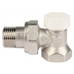 Клапан запорно-балансировочный со сгоном угловой 1/2" ВР/НР Stout