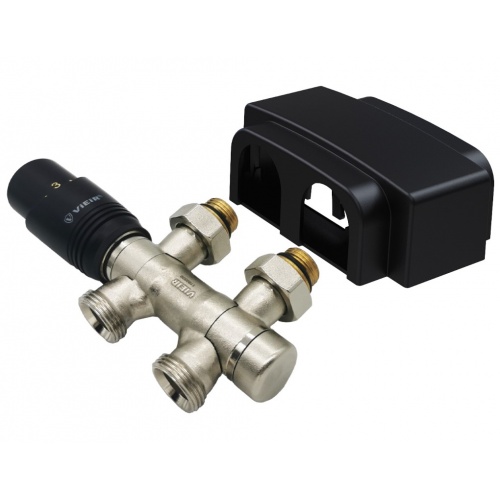 Комплект для нижнего подключения радиатора Vieir черный 3/4"EKх1/2" вращающиеся патрубки купить в интернет магазине Санрай73