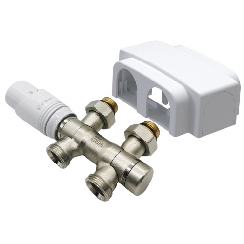 Комплект для нижнего подключения радиатора Vieir белый 3/4"EKх1/2" вращающиеся патрубки купить в интернет магазине Санрай73