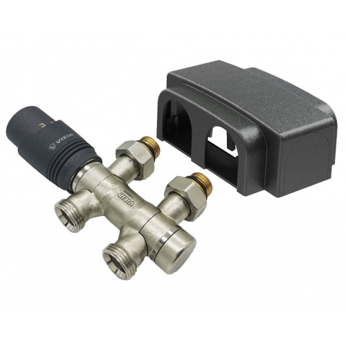 Комплект для нижнего подключения радиатора Vieir графит 3/4"EKх1/2" вращающиеся патрубки купить в интернет магазине Санрай73