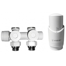 Комплект для нижнего подключения радиатора Vieir белый 3/4"х1/2", универсальный