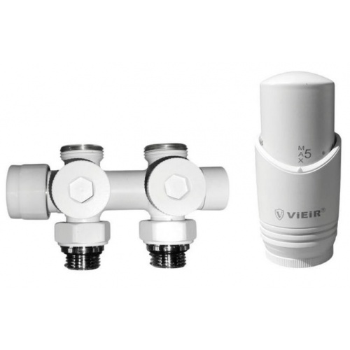 Комплект для нижнего подключения радиатора Vieir белый 3/4"х1/2", универсальный купить в интернет магазине Санрай73