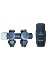 Комплект для нижнего подключения радиатора Vieir графит 3/4"х1/2", универсальный