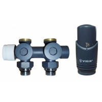 Комплект для нижнего подключения радиатора Vieir графит 3/4"х1/2", универсальный