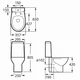 Унитаз VICTORIA NORD с горизонтальным выпуском бел