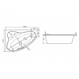 Ванна 170x115 акриловая ROCA LUNA правосторонняя