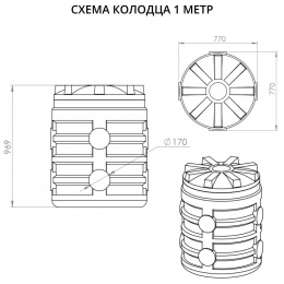 Колодец цельнолитой Термит h1000 мм