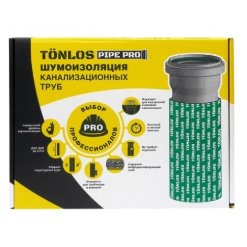 Шумоизоляция канализационных труб TONLOS PIPE PRO, D110мм, толщина 2мм + 9мм, L до 3,2 м купить в интернет магазине Санрай73