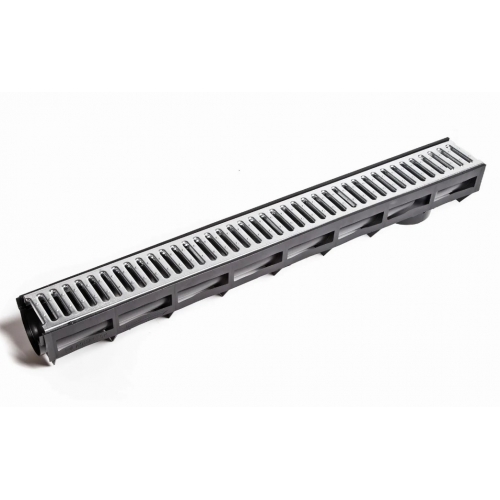 Лоток Aquastok AQUA-TOP DN90 H100 A15 1000х135х100 с оцинкованной решеткой купить в интернет магазине Санрай73