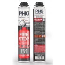 Пена монтажная профессиональная PHG Industrial Fire stop B1, огнестойкая, 750мл