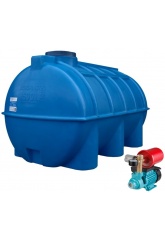 Емкость 1500 литров овально-горизонтальная Aquaplast с насосной станцией Vector Pump PQ 40-SET