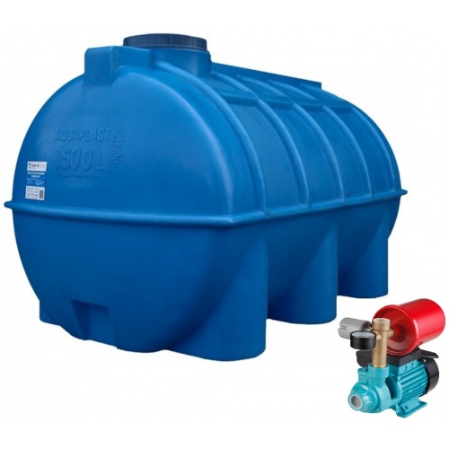 Емкость 1500 литров овально-горизонтальная Aquaplast с насосной станцией Vector Pump PQ 40-SET купить в интернет магазине Санрай73