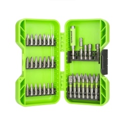 Набор бит, торцевых головок и адаптеров Greenworks в кейсе, 40 предметов (2944207)