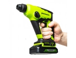 Перфоратор Greenworks GD24SDS1K2, 24V, бесщеточный, 1,2 Дж, 4800 уд/мин, 12 мм, c 1хАКБ 2Ач и ЗУ 2А (3803107UA)