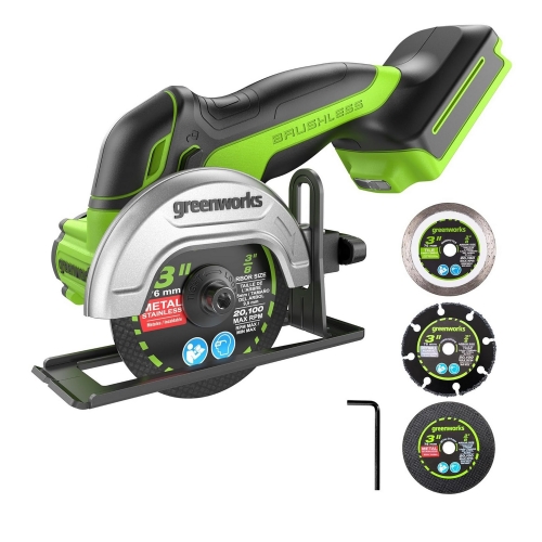 Углошлифовальная машина Greenworks GD24UCS, 24V, бесщеточная,76 мм, рез 18 мм, без АКБ и ЗУ (3402007) купить в интернет магазине Санрай73