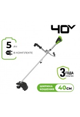 Триммер аккумуляторный Greenworks GD40BCBK5, 40V, 40 см, бесщеточный, с 1хАКБ 5Ач и ЗУ