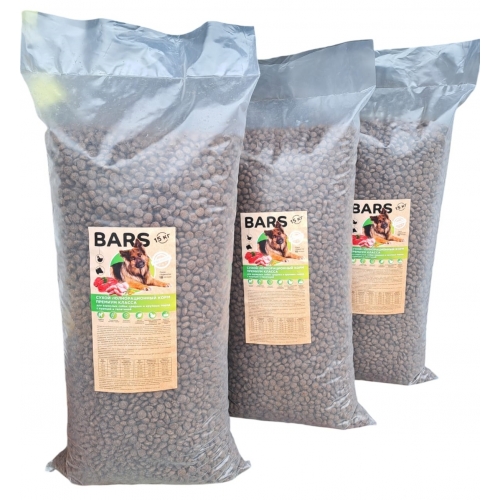 Полнорационный сухой корм для взрослых собак средних и крупных пород BARS с курицей и телятиной 15кг купить в интернет магазине Санрай73