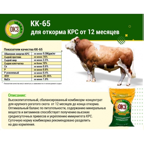 Комбикорм для крупного рогатого скота от 12 месяцев, гранулы, 25 кг купить в интернет магазине Санрай73