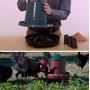 Кормушка бункерная ECO Recycled 4 кг с решеткой с круглыми отверстиями на ножках